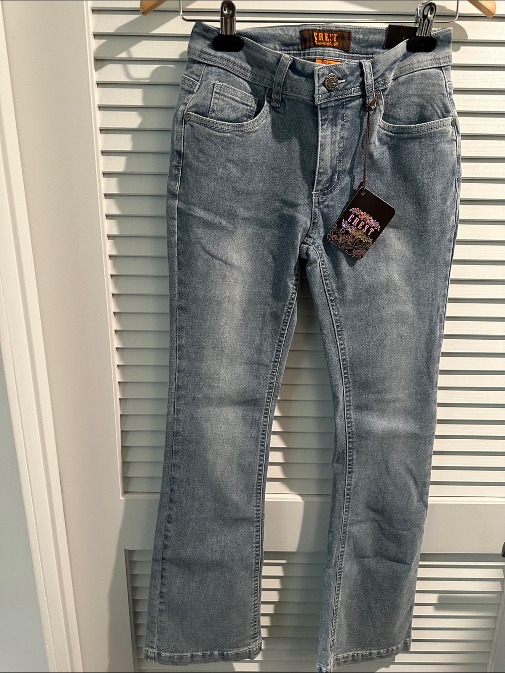 NWT CREST Five Pockets Acid Wash Bootcut Jeans.